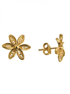 1B7-FL0173 Brincos Filigrana-Flor Portuguesa