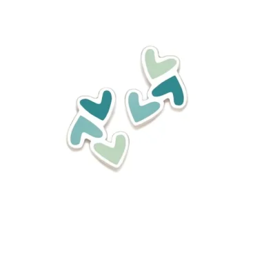 Brincos ARP Corações Turquesa Degradé de Rosca 025DEG