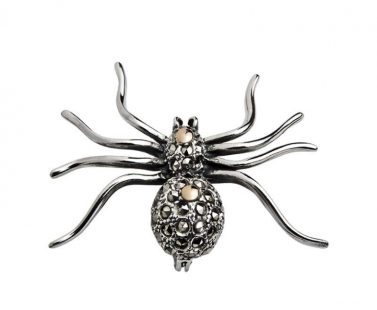 Alfinete Prata e Ouro com Marcassites Aranha 1AO-ISAF420