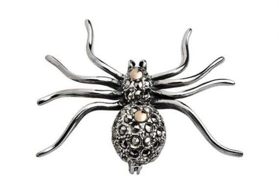 Alfinete Prata e Ouro com Marcassites Aranha 1AO-ISAF420