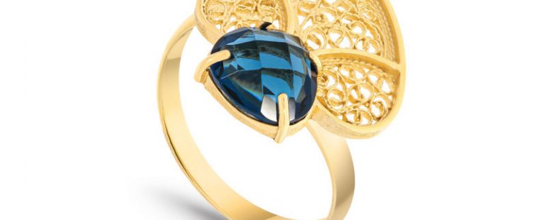 Anel Saudade Filigrana Blue Heart 1AS-111047