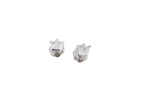 Brincos Coroa Ouro Branco 18k