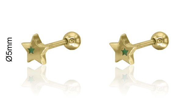 Brinco Estrela Prata Dourada Rosca KCPE1292-DO-VE