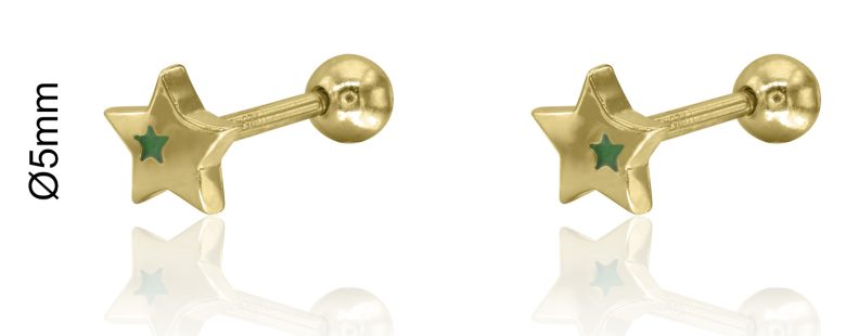 Brinco Estrela Prata Dourada Rosca KCPE1292-DO-VE