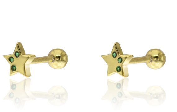 Brinco Estrela Prata Dourada Rosca KCPE1295-DO-VE