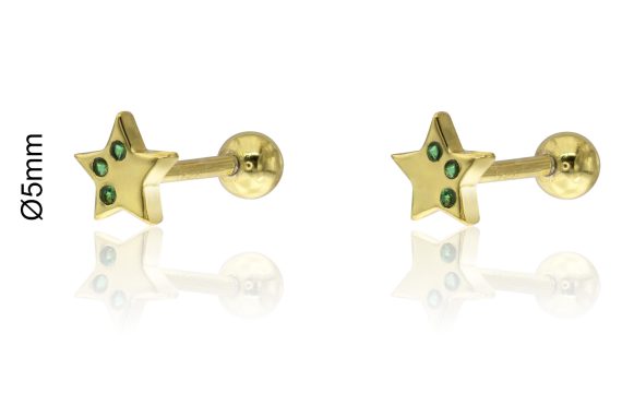 Brinco Estrela Prata Dourada Rosca KCPE1295-DO-VE