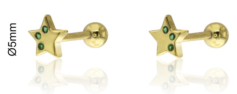 Brinco Estrela Prata Dourada Rosca KCPE1295-DO-VE