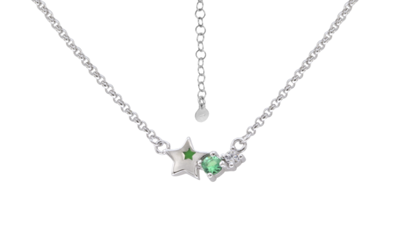 Colar Estrela com Zircónia Verde em Prata KCGA0308-RD-VE