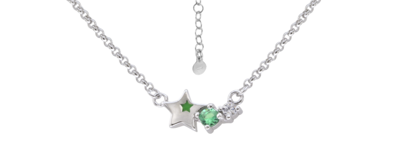 Colar Estrela com Zircónia Verde em Prata KCGA0308-RD-VE