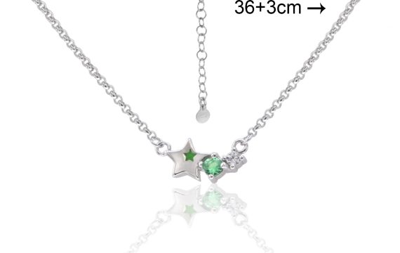 Colar Estrela com Zircónia Verde em Prata KCGA0308-RD-VE