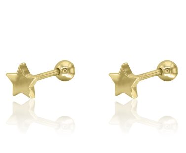 Brinco Estrela Prata Dourada Rosca KCPE1286-DO