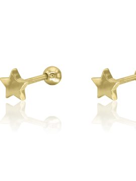 Brinco Estrela Prata Dourada Rosca KCPE1286-DO