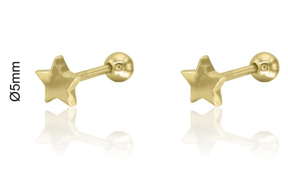 Brinco Estrela Prata Dourada Rosca KCPE1286-DO