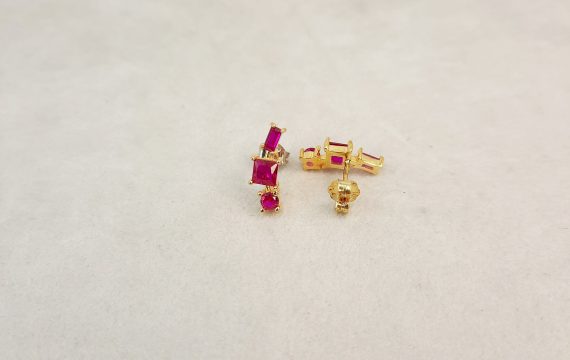 Brincos em Prata Dourada com Pedras BR0102970/LS