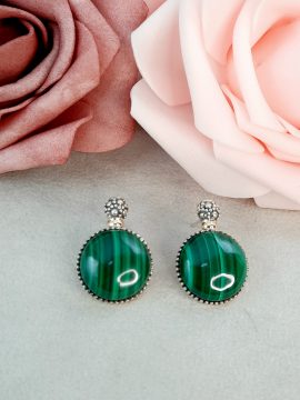 Brincos Gümüs com Malaquite BRP610M
