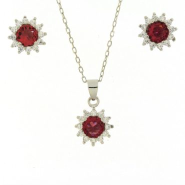 Conjunto Colar & Brincos Prata 925 Zircónias A350263/VM