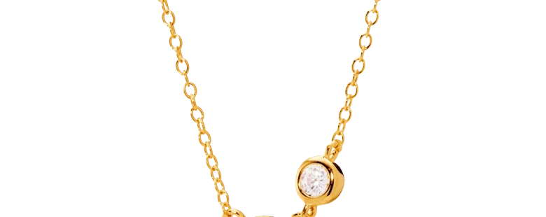 Colar Dourado com Zircónias e Pérola 1CM-0322104460D