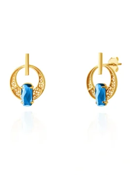 Brincos Saudade Filigrana & Pedra Azul 1B7-111076