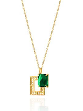 Colar Saudade Filigrana & Pedra Verde 1CM-111075
