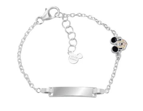 Pulseira Disney Mickey And Friends (Mickey) AG058P2 em Prata de lei 925 e com chapa para personalizar