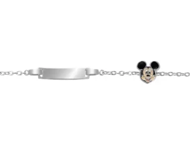 Pulseira Disney Mickey And Friends (Mickey) AG058P2 em Prata de lei 925 e com chapa para personalizar