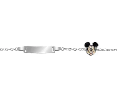 Pulseira Disney Mickey And Friends (Mickey) AG058P2 em Prata de lei 925 e com chapa para personalizar