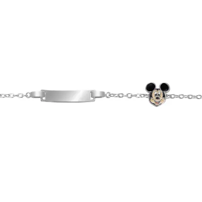 Pulseira Disney Mickey And Friends (Mickey) AG058P2 em Prata de lei 925 e com chapa para personalizar
