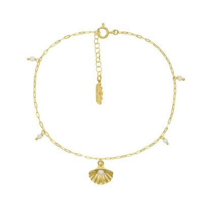 Pulseira Tornozelo Eugénio Campos Seashell 103.B453.D.2.00 em Prata de Lei 925 em Dourado. A coleção perfeita para dar as boas-vindas ao Verão!