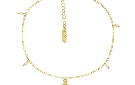 Pulseira Tornozelo Eugénio Campos Seashell 103.B453.D.2.00 em Prata de Lei 925 em Dourado. A coleção perfeita para dar as boas-vindas ao Verão!