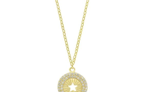 Colar Eugénio Campos Supernova 106.C593.D.1.00 em Prata de Lei 925 e com acabamento em Dourado. Uma peça Única