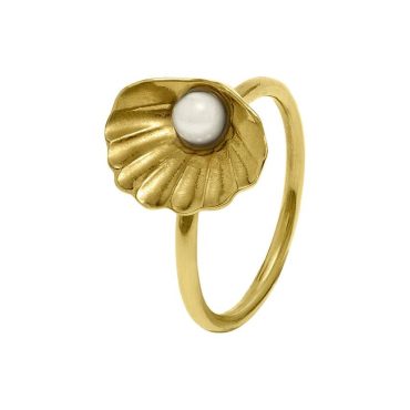 Anel Eugénio Campos Seashell 110.B417.D.2.14 em Prata de Lei 925 em Dourado. A coleção perfeita para dar as boas-vindas ao Verão!