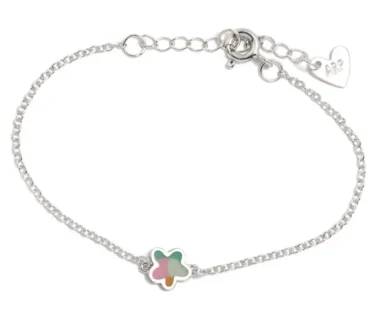 Pulseira ARP Aqua Flor em Prata de Lei 925. Uma coleção divertida e cheia de cor para as mais pequenas!