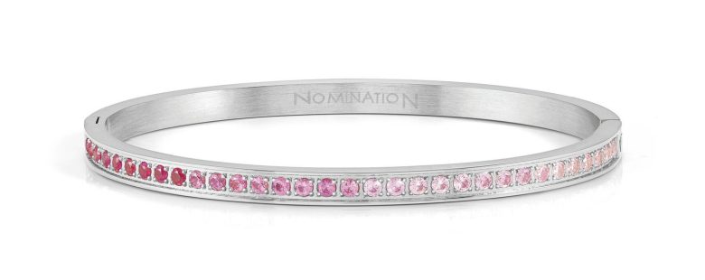 Pulseira Nomination Pretty Bangles Rosa 029505/002 em Prateado e com zircónias cor-de-rosa