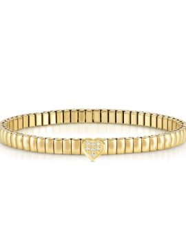 Pulseira Nomination Life Coração 046011/004 em Dourado e com uma coração ao centro, com zircónias transparentes