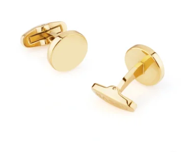 Botões de Punho Hassu Golden 7HSS221218A em aço inoxidável dourado, para uso diário ou para um dia especial