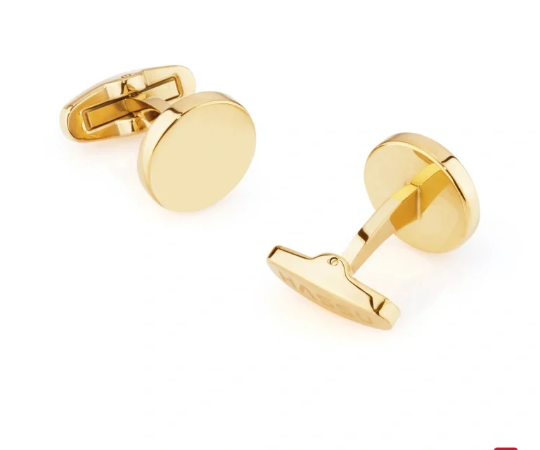 Botões de Punho Hassu Golden 7HSS221218A em aço inoxidável dourado, para uso diário ou para um dia especial