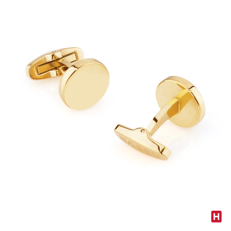Ourivesaria Moreira - Relógios e Joias - Botões de Punho Hassu Golden 7HSS221218A Botões de Punho Hassu Golden 7HSS221218A em aço inoxidável dourado, para uso diário ou para um dia especial