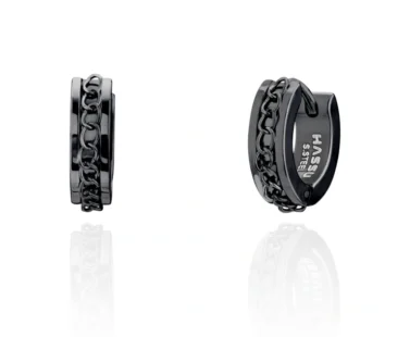 Argolas Hassu 7HSS220917B em aço inoxidável em preto.