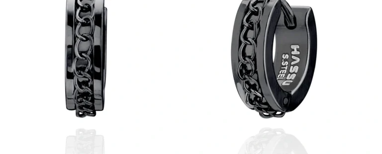 Argolas Hassu 7HSS220917B em aço inoxidável em preto.